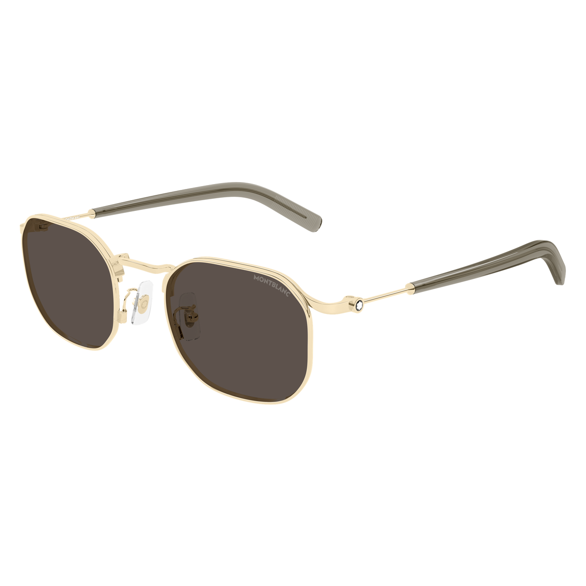 Montblanc Snowcap MB0459S Doré verres bruns 003 de trois-quarts - Les Lunettes de Pauline