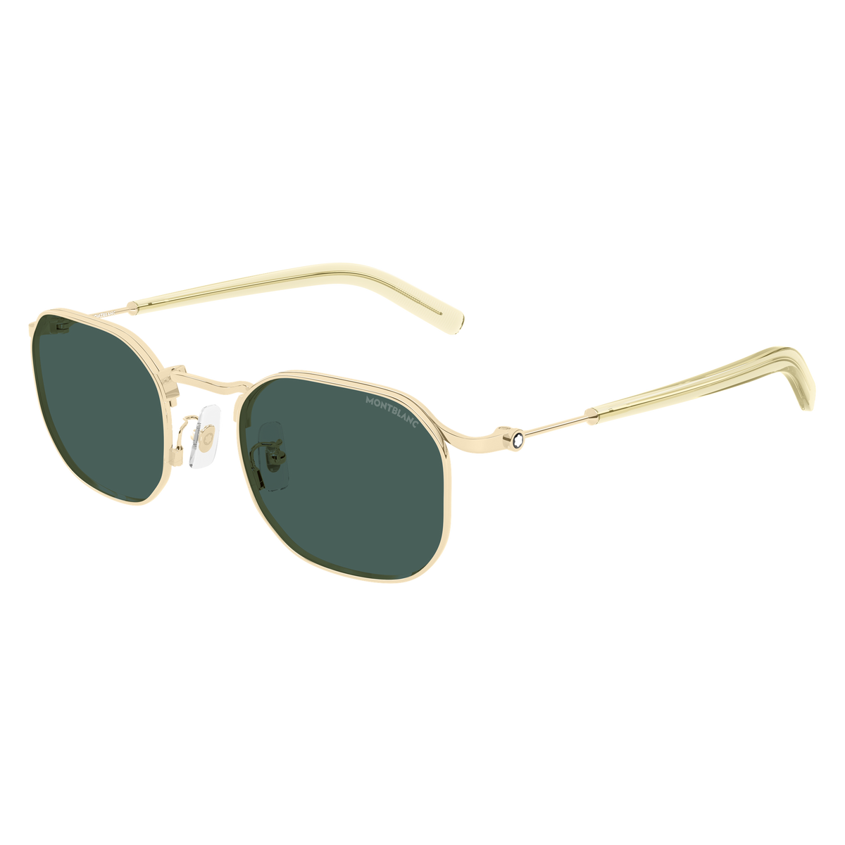 Montblanc Snowcap MB0459S Doré verres verts 004 de trois-quarts - Les Lunettes de Pauline