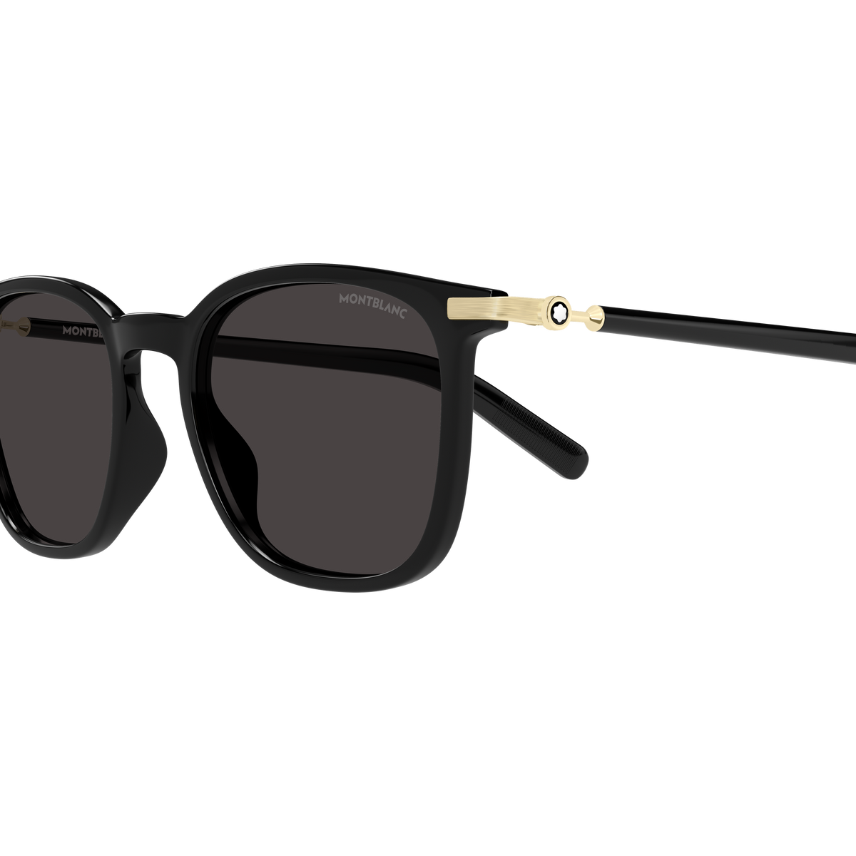 Montblanc Snowcap MB0460S Noir 001 en détail des branches - Les Lunettes de Pauline