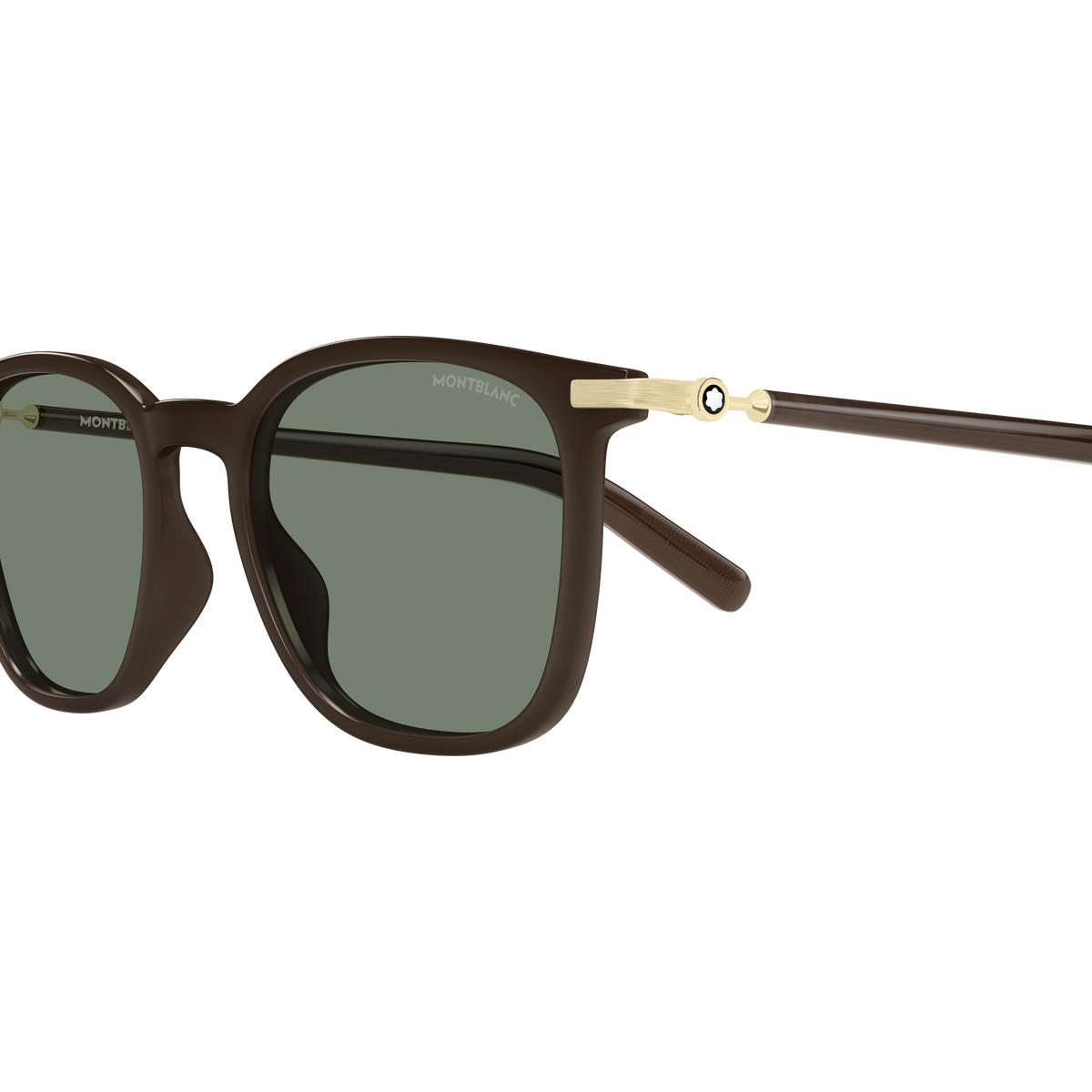 Montblanc Snowcap MB0460S Brun Foncé 004 en détail des branches - Les Lunettes de Pauline