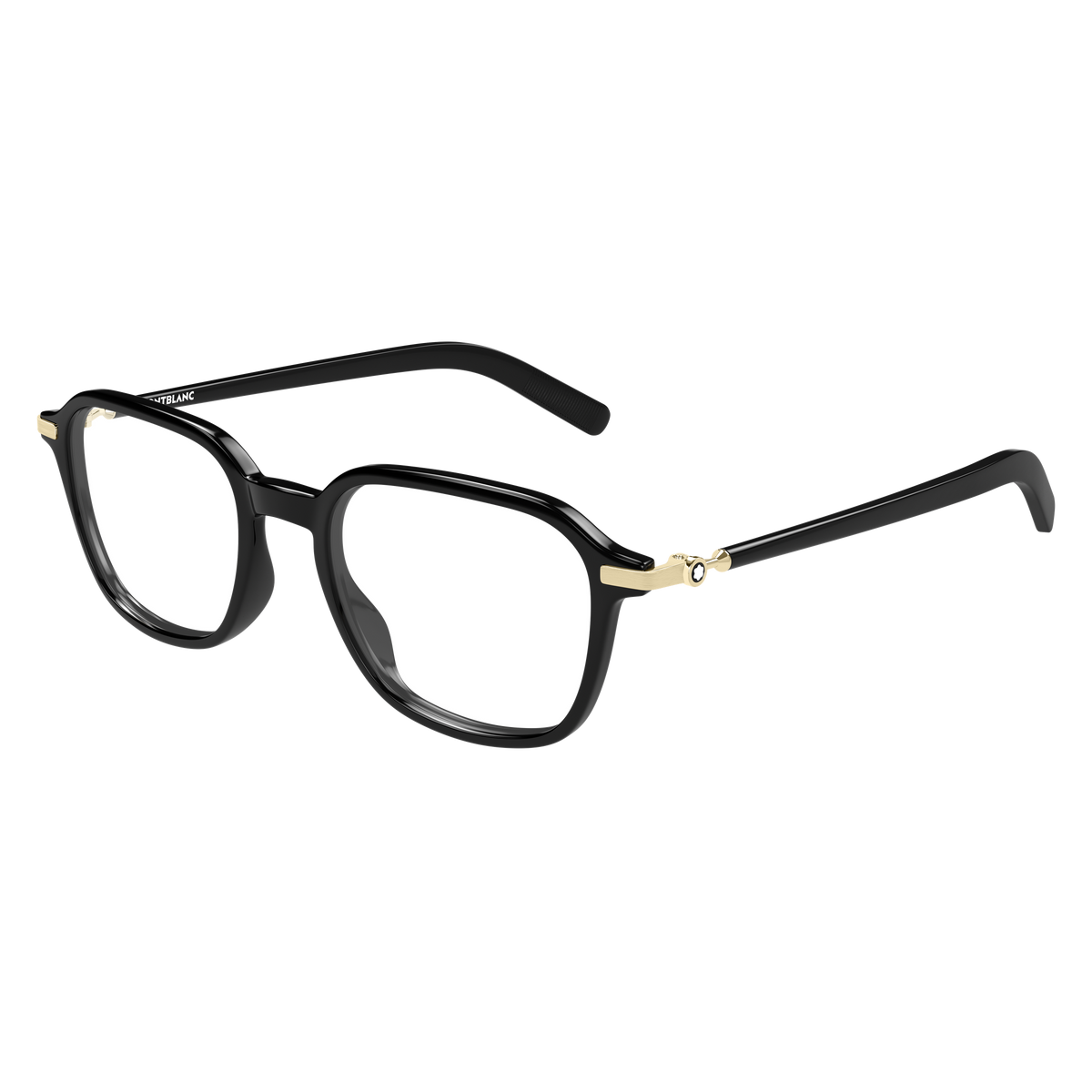 Montblanc Snowcap MB0462O Noir et Or 001 de trois-quarts - Les Lunettes de Pauline