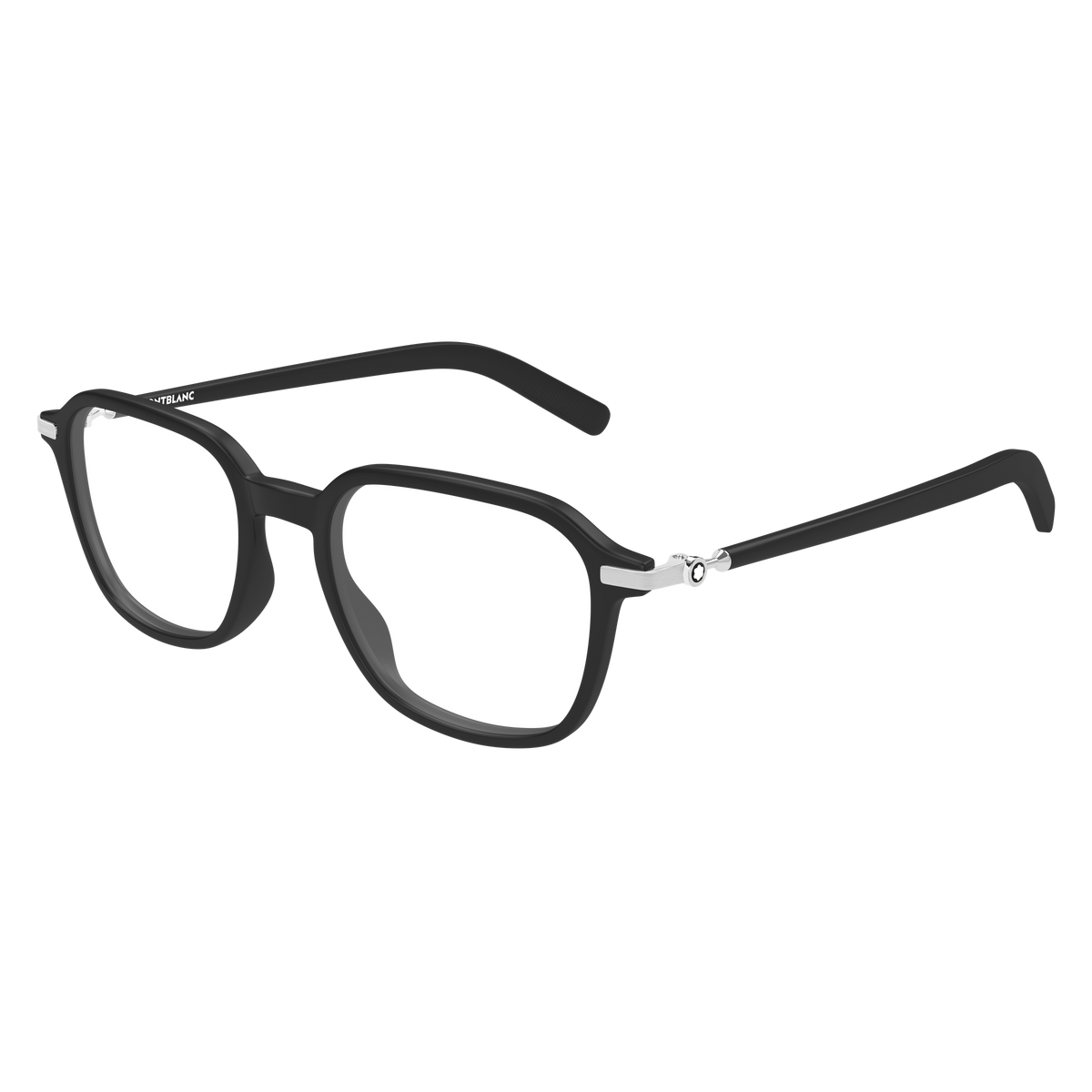 Montblanc Snowcap MB0462O Noir et Argent 002 de trois-quarts - Les Lunettes de Pauline