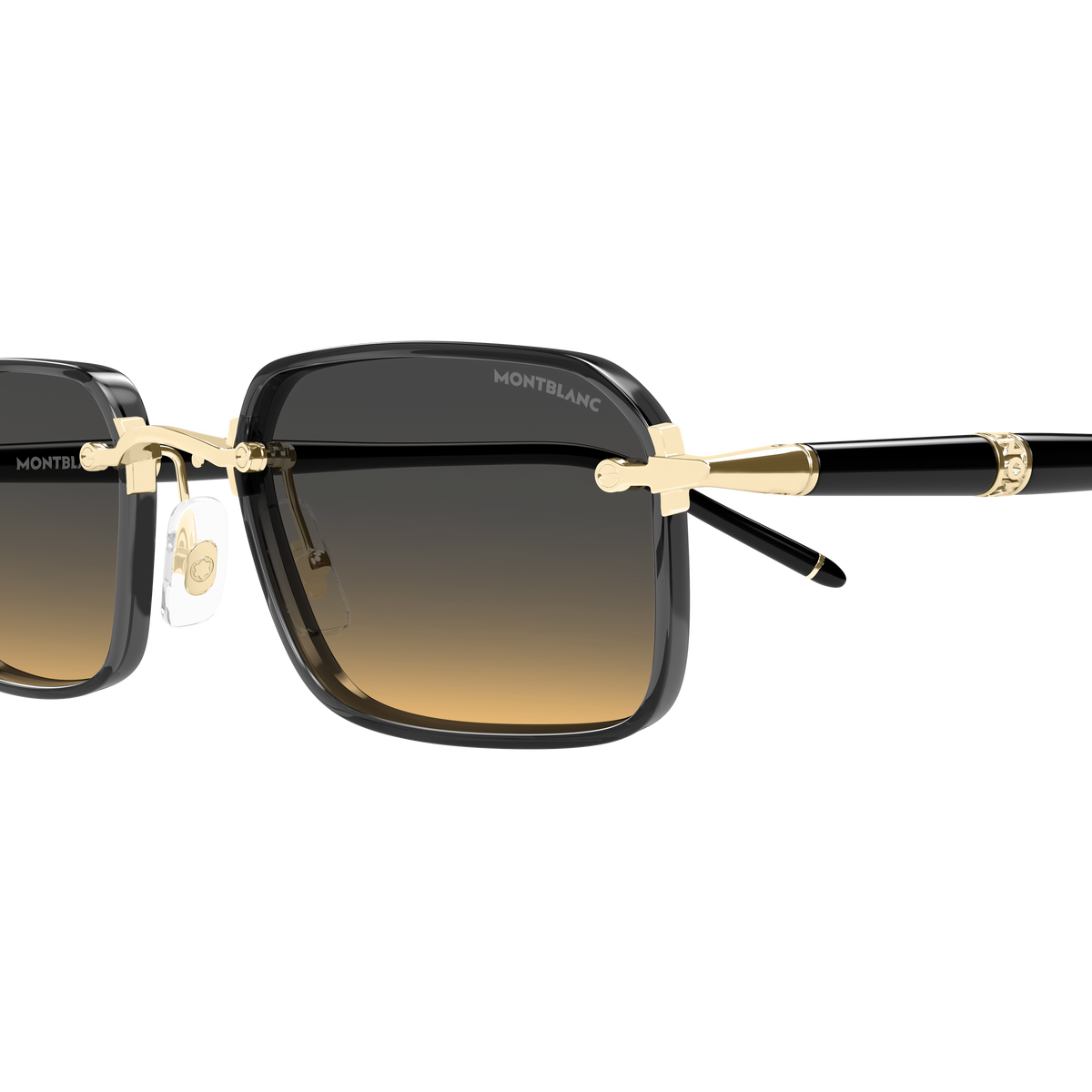 Montblanc Meisterstück MB0483S Doré verres gris-jaune 002 en détail des branches - Les Lunettes de Pauline