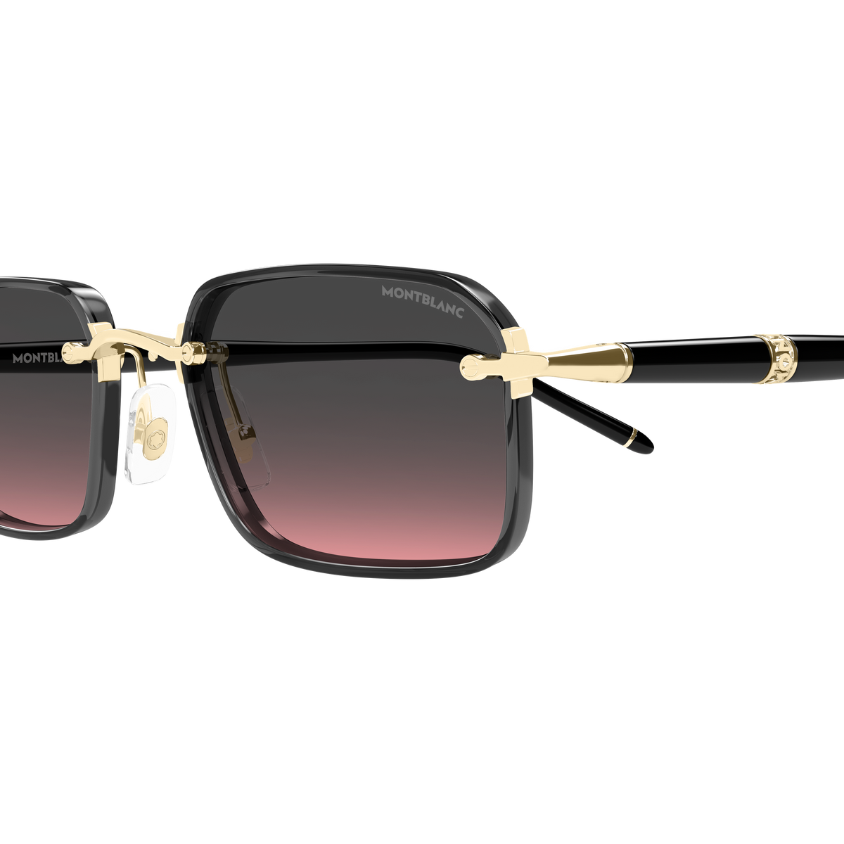Montblanc Meisterstück MB0483S Doré verres gris-rosé 003 en détail des branches - Les Lunettes de Pauline