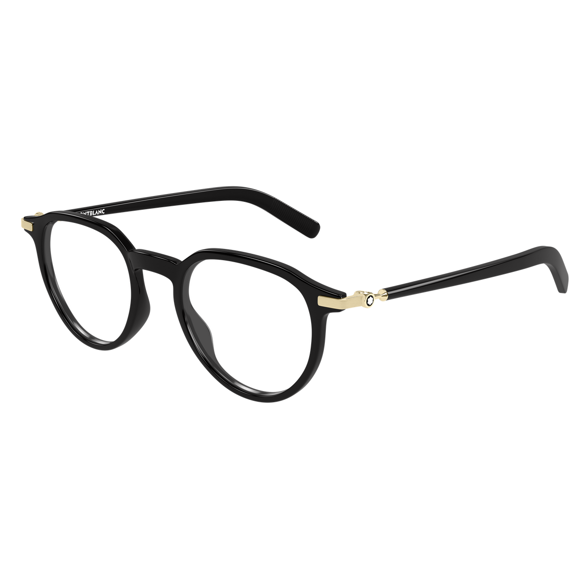 Montblanc Snowcap MB0495O Noir et Or 001 de trois-quarts - Les Lunettes de Pauline