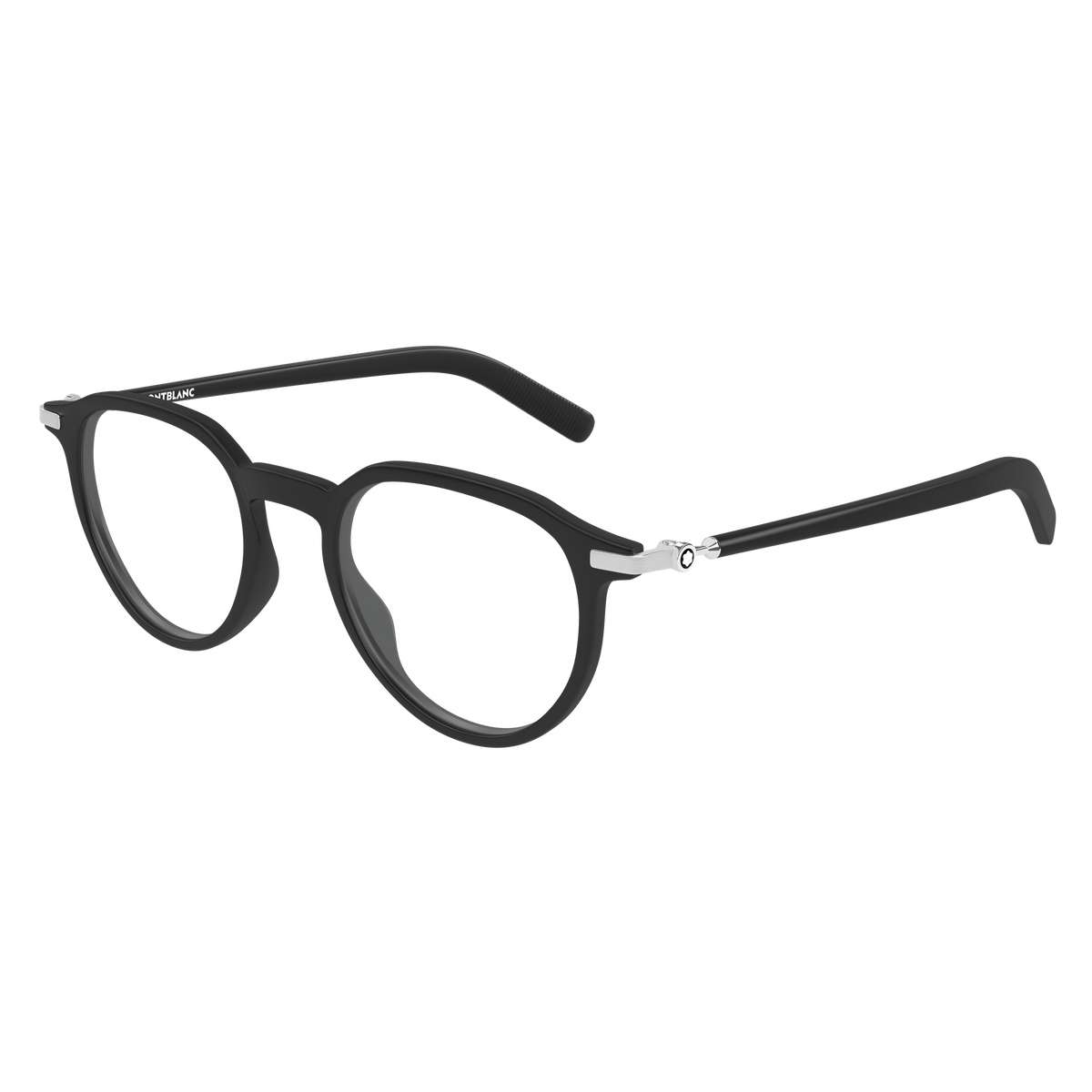Montblanc Snowcap MB0495O Noir et Argent 002 de trois-quarts - Les Lunettes de Pauline