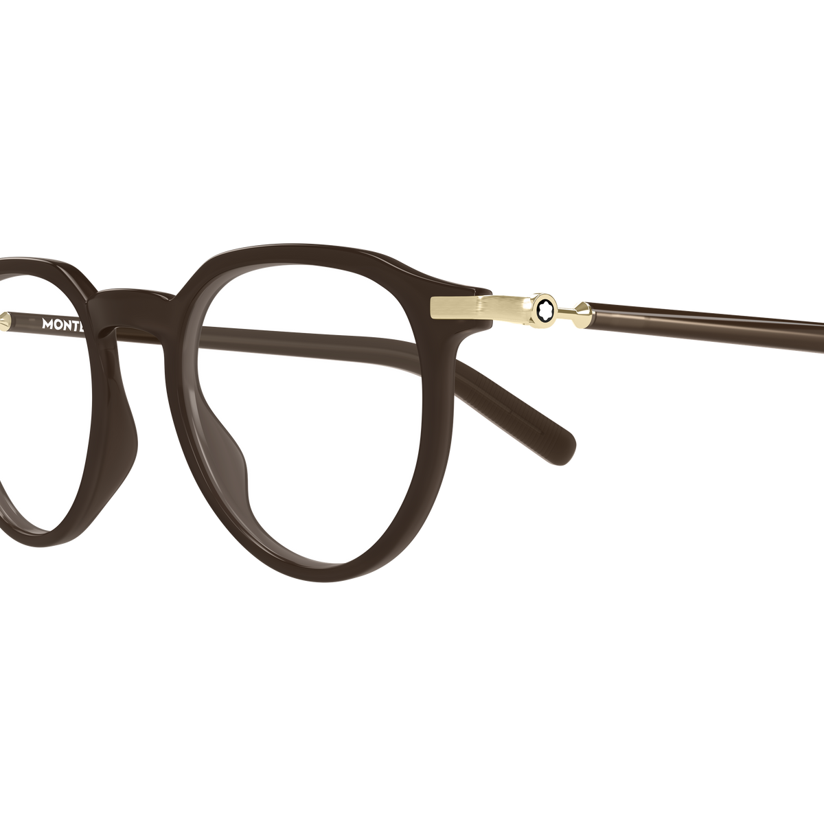 Montblanc Snowcap MB0495O Brun 004 en détail des branches - Les Lunettes de Pauline