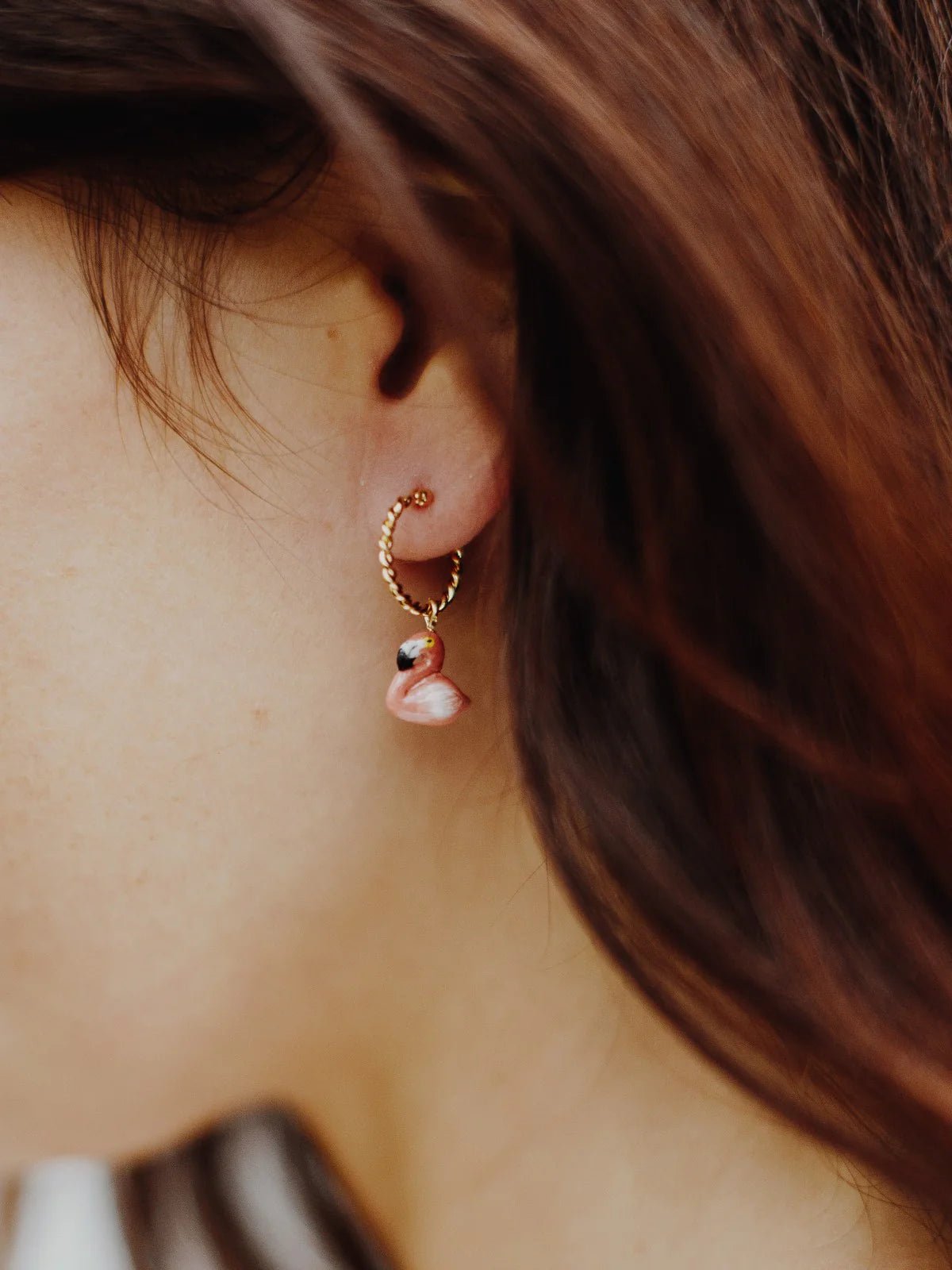 Mini créole flamant rose - Vendue à l'unité - Nach - Les Lunettes de Pauline