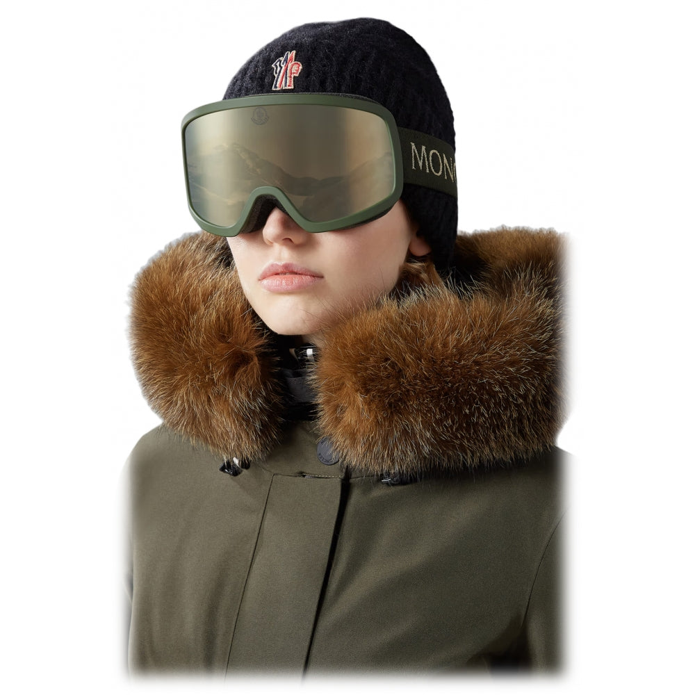 Masque de ski Moncler Green Kaki Brown Mirror Cat 3