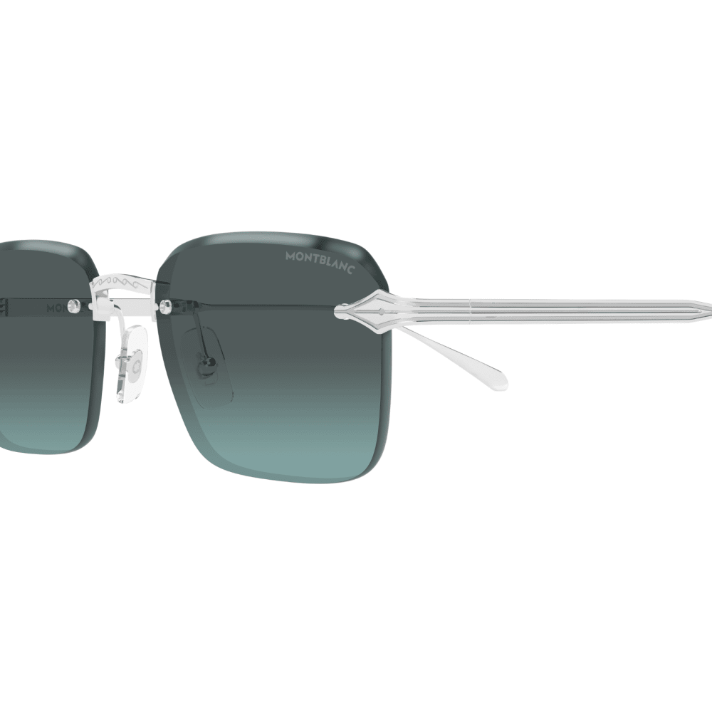 Montblanc MB0456S Argent verres verts 005 en détail des branches - Les Lunettes de Pauline