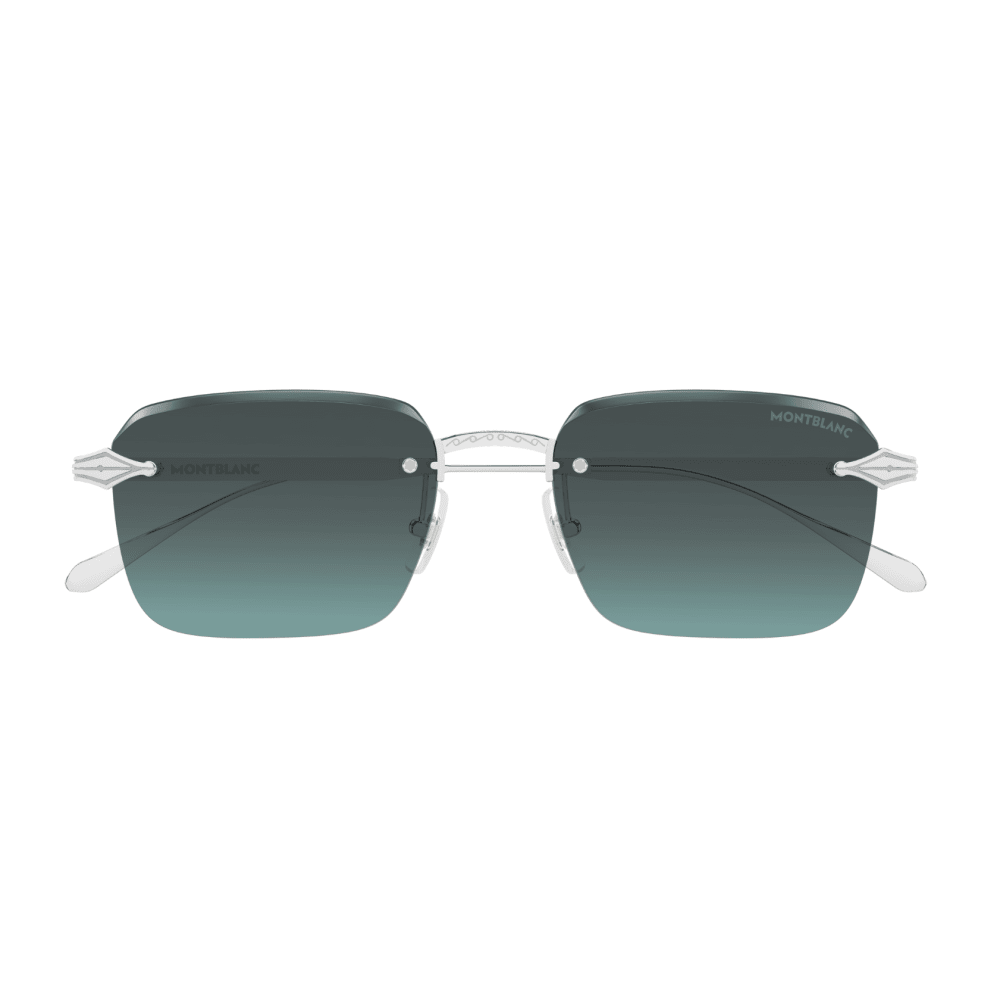 Montblanc MB0456S Argent verres verts 005 de face - Les Lunettes de Pauline