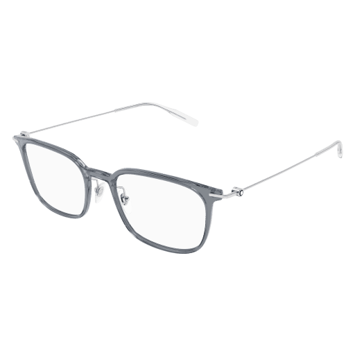 Montblanc MB0100O Gris Transparent 001 - Les Lunettes de Pauline