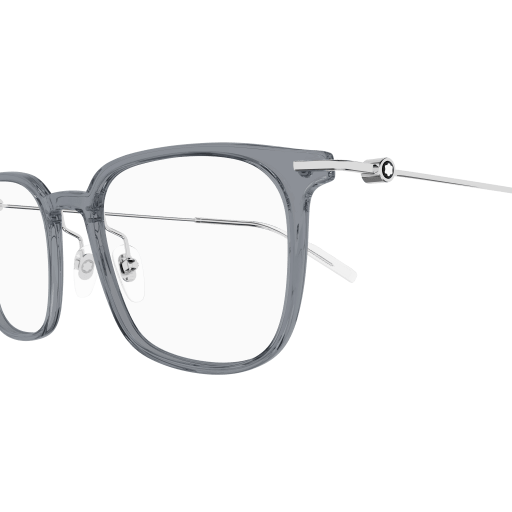 Montblanc MB0100O Gris Transparent 001, détail des branches - Les Lunettes de Pauline