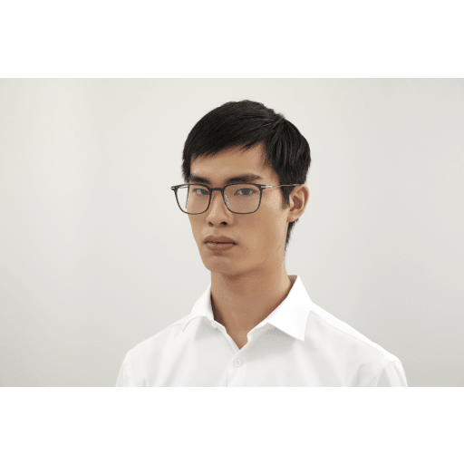 Montblanc MB0100O Gris Transparent 001 portée - Les Lunettes de Pauline