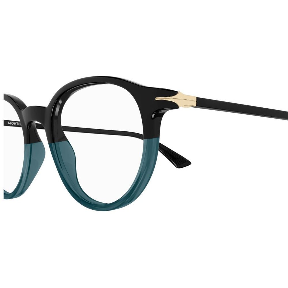 Montblanc MB0340O Noir Bleu Pétrole 003, détail des branches - Les Lunettes de Pauline