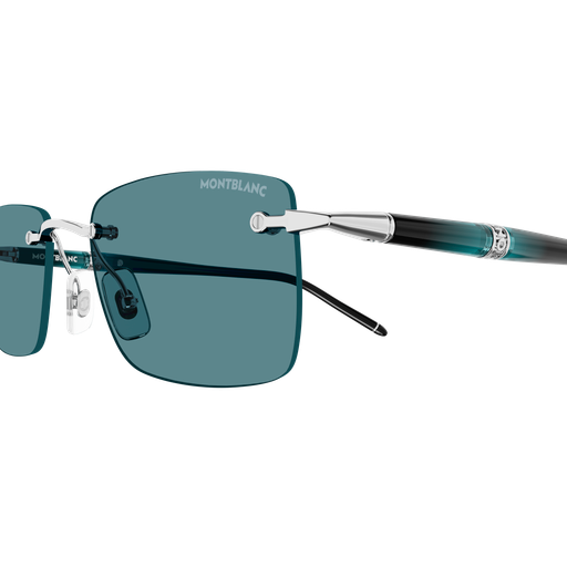 Montblanc MB0344S Argent verres verts 012, détail des branches - Les Lunettes de Pauline