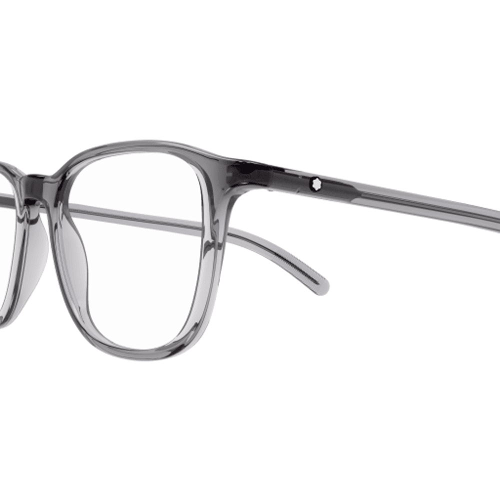 Montblanc MB0386O Gris Transparent 004, détail des branches - Les Lunettes de Pauline