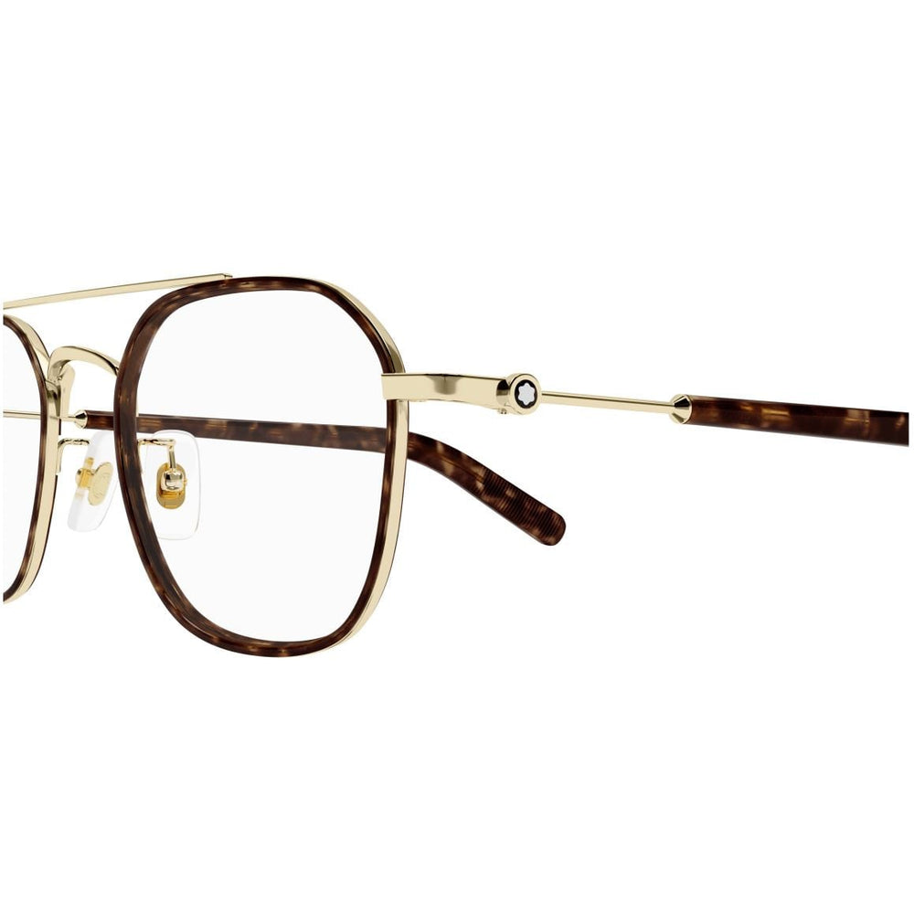 Montblanc MB0391OA Doré Havane 003, détail des branches - Les Lunettes de Pauline