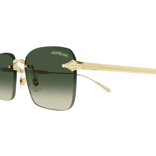 Montblanc MB0456S Doré verres verts 004 en détail des branches - Les Lunettes de Pauline