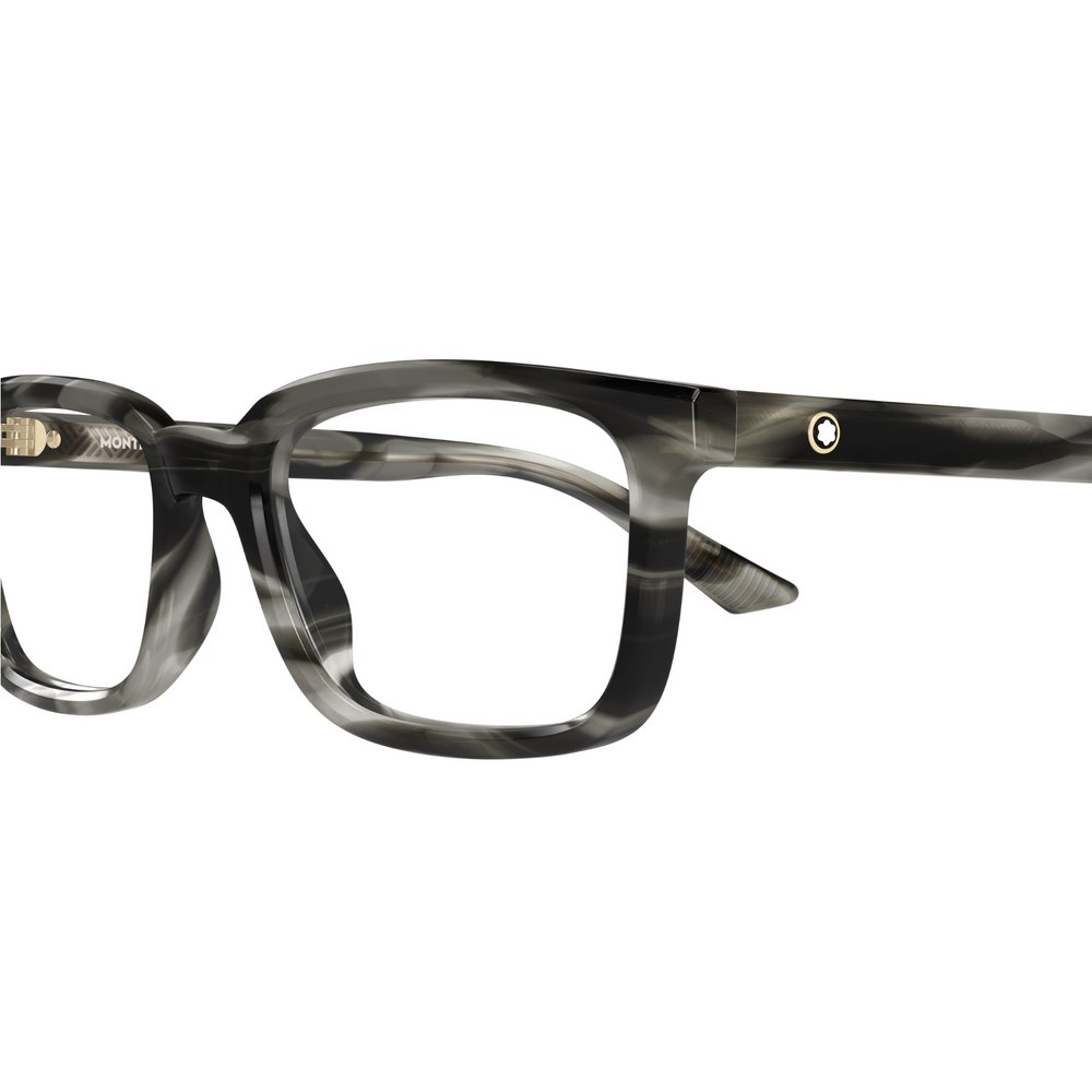 Montblanc MB0458OL Gris Écaille 009, détail des branches - Les Lunettes de Pauline