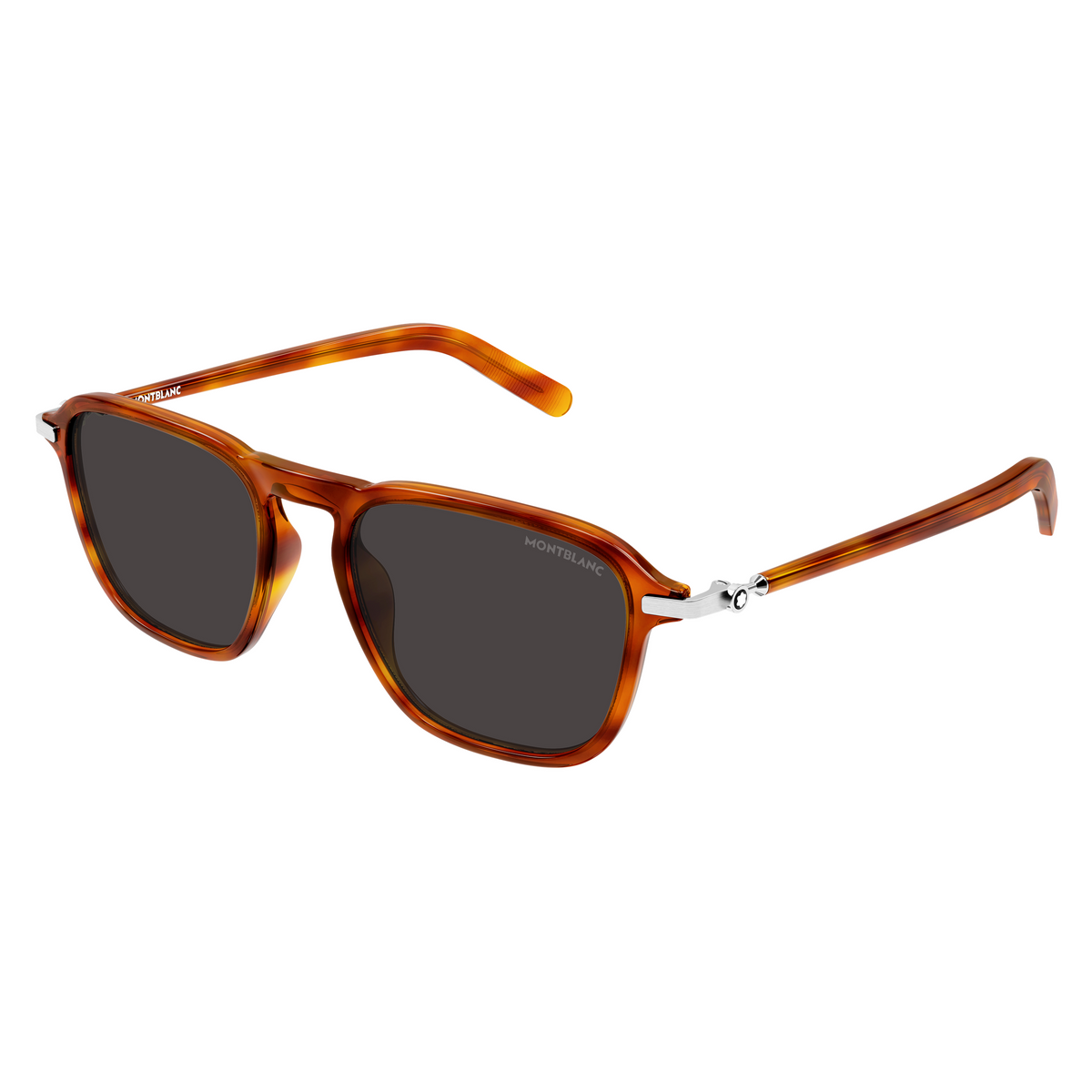 Montblanc MB0498S Écaille Argent 004 de trois-quarts - Les Lunettes de Pauline