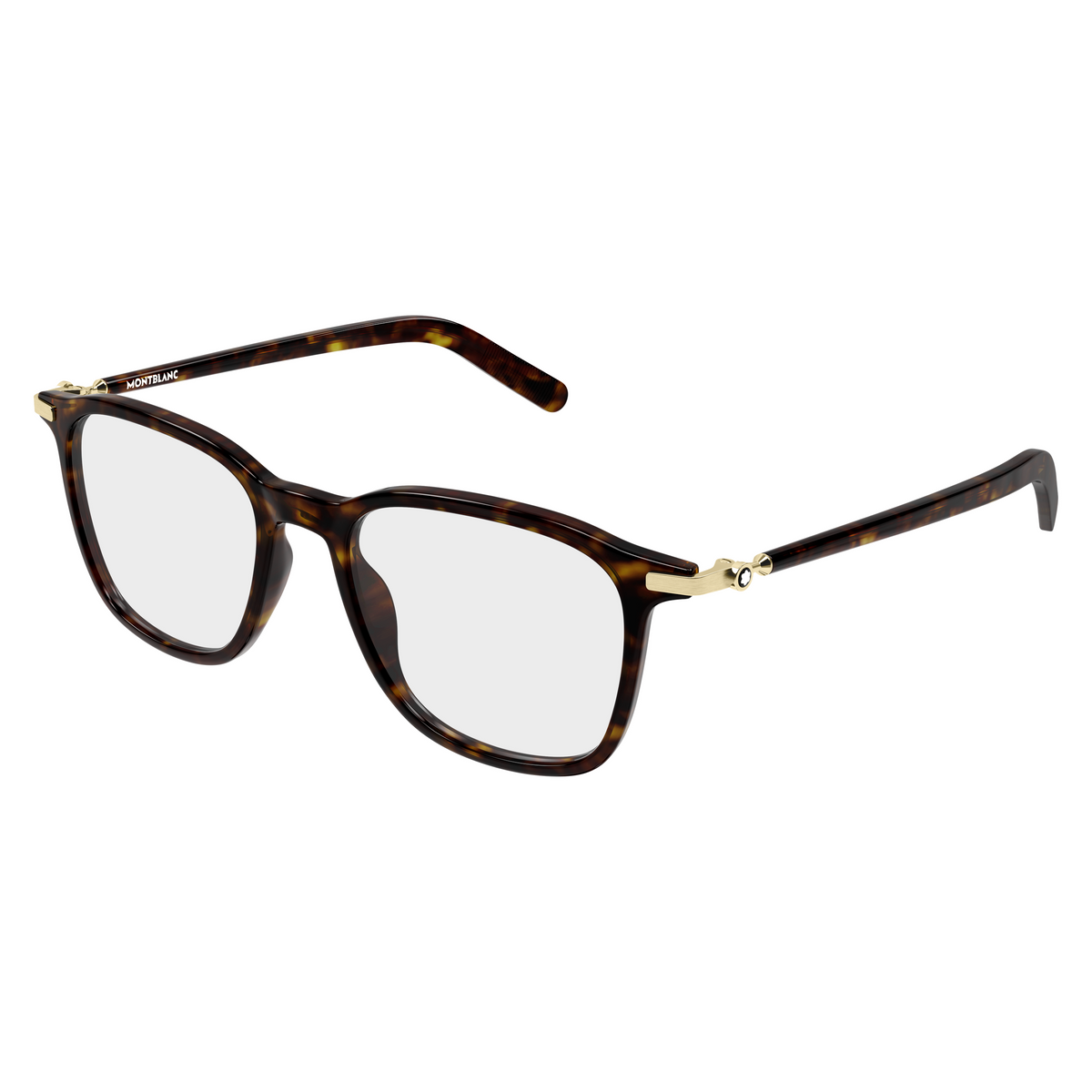 Montblanc MB0499O Écaille Doré 002 de trois-quarts - Les Lunettes de Pauline