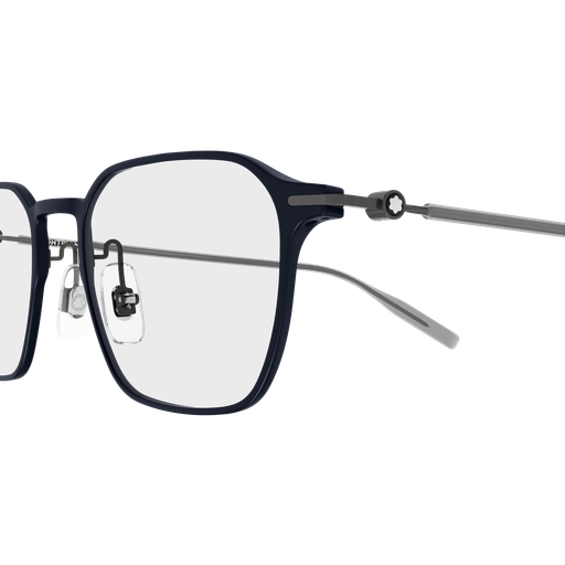 Montblanc MB0504O Bleu Anthracite 004, détail des branches - Les Lunettes de Pauline