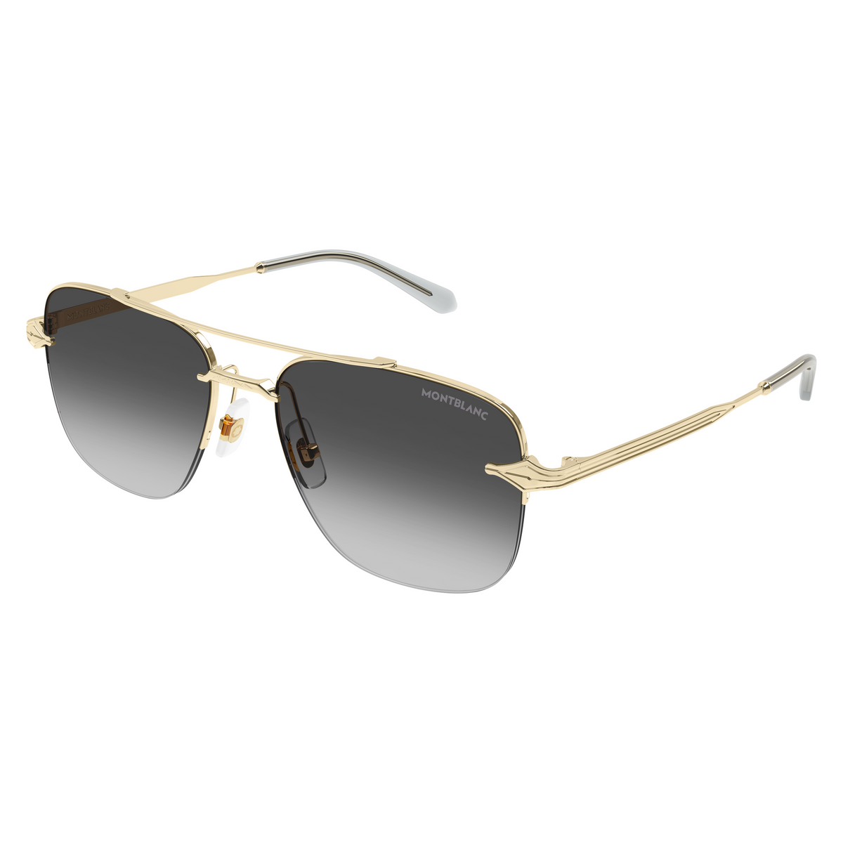 Montblanc MB0513S Doré 001 de trois-quarts - Les Lunettes de Pauline