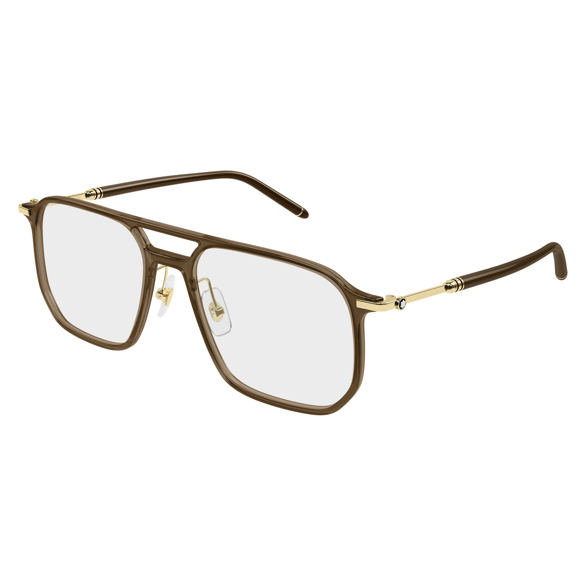 Montblanc MB0522O Marron Doré 003 de trois-quarts - Les Lunettes de Pauline