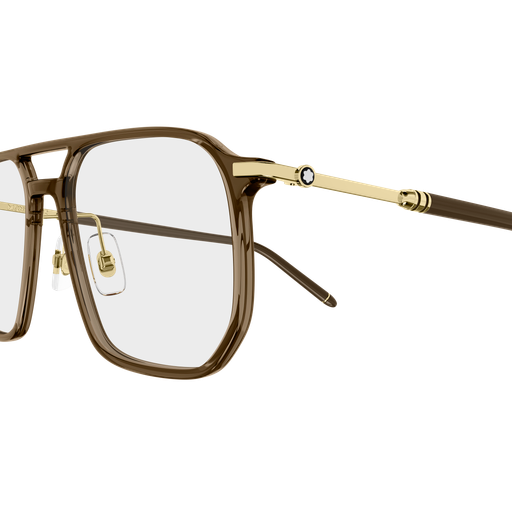 Montblanc MB0522O Marron Doré 003, détail des branches - Les Lunettes de Pauline