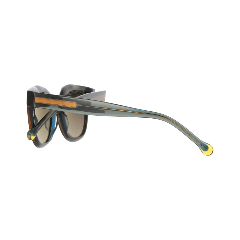 Nuxe Eclat01 Brun et Céladon BRCE en détail des branches - Les Lunettes de Pauline
