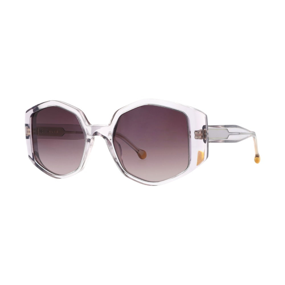 Nuxe Iconic05 Écaille Rayée Gris Rose GRRC de trois-quarts - Les Lunettes de Pauline