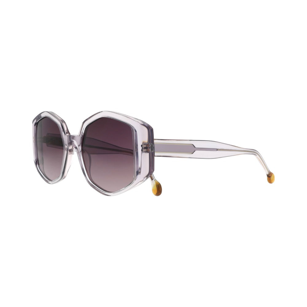 Nuxe Iconic05 Écaille Rayée Gris Rose GRRC en détail des branches - Les Lunettes de Pauline