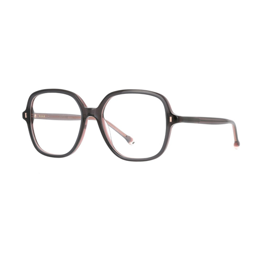 Nuxe Prodige01 Corne Grise et Rose Pâle GRRS de trois-quarts - Les Lunettes de Pauline