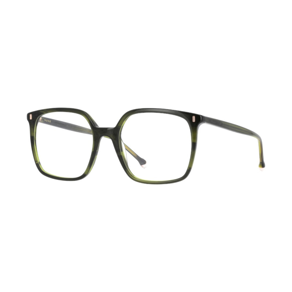 Nuxe Prodige02 Écaille Texturée Verte E700 de trois-quarts - Les Lunettes de Pauline