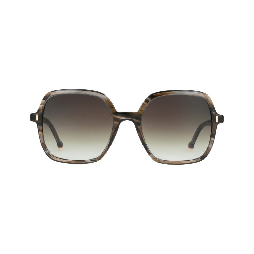 Nuxe Soyeuse6 Écaille Rayée Gris et Brun E845 de face - Les Lunettes de Pauline