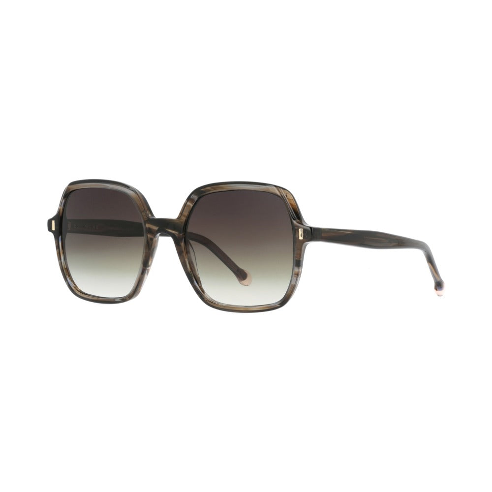 Nuxe Soyeuse6 Écaille Rayée Gris et Brun E845 de trois-quarts - Les Lunettes de Pauline