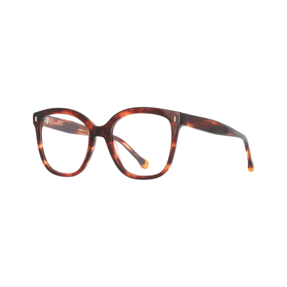 Nuxe Tsubaki08 Écaille Vagues Havane Rouge E022 de trois-quarts - Les Lunettes de Pauline
