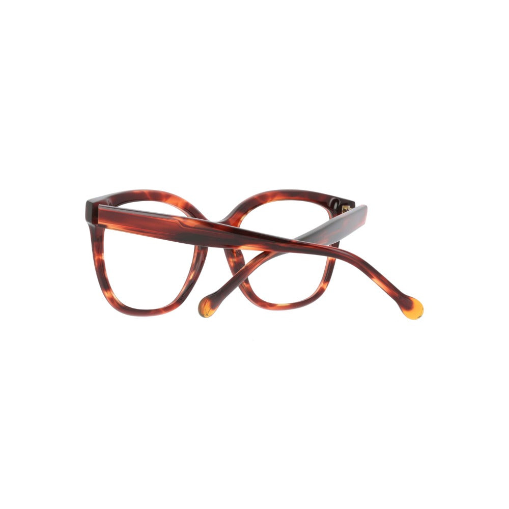 Nuxe Tsubaki08 Écaille Vagues Havane Rouge E022 en détail des branches - Les Lunettes de Pauline