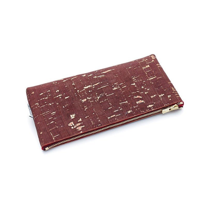 Pochette en liège doré zippée bordeaux - Les Lunettes de Pauline