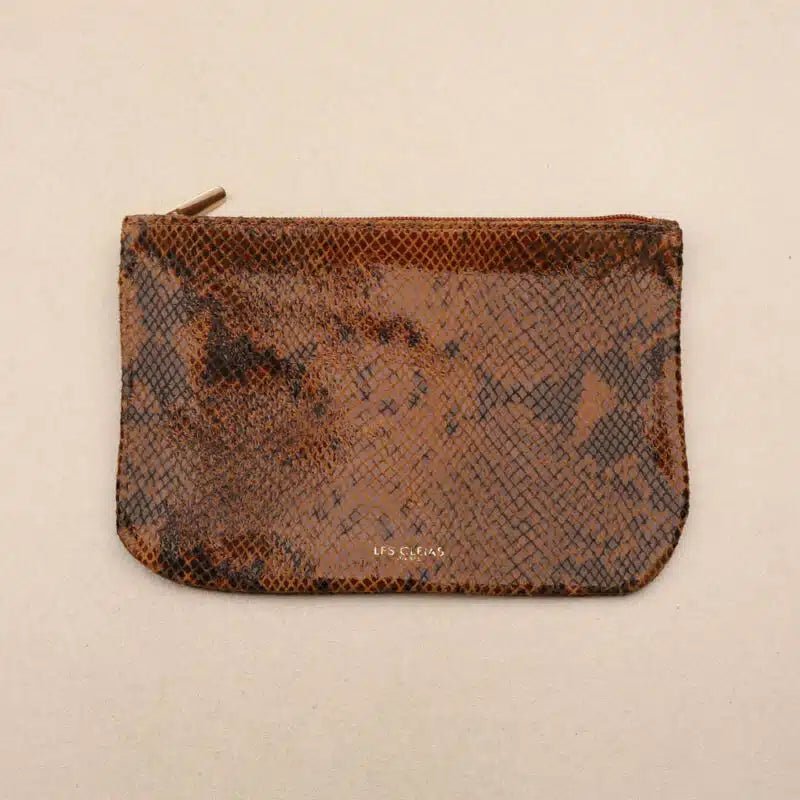 Pochette Zip XL en Cuir Camel - Les Lunettes de Pauline