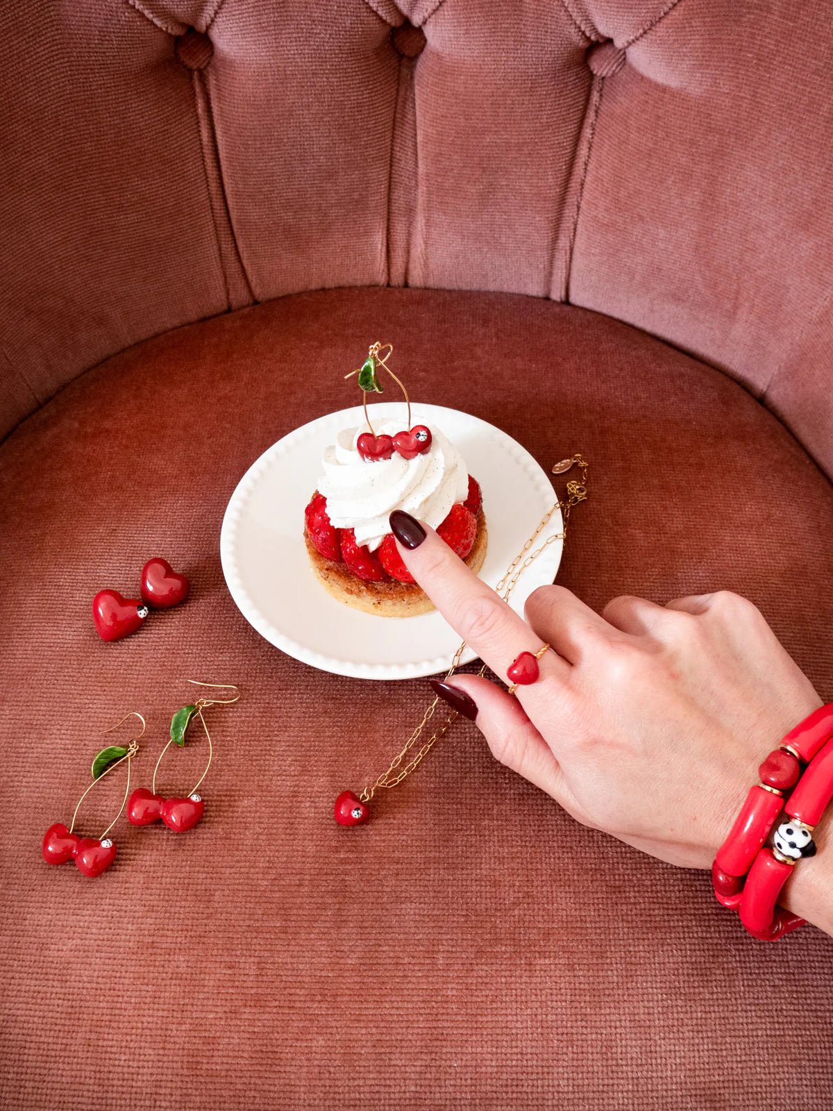 Puces d'oreilles cœur et coccinelle - Chérie Cherry - Nach - Les Lunettes de Pauline
