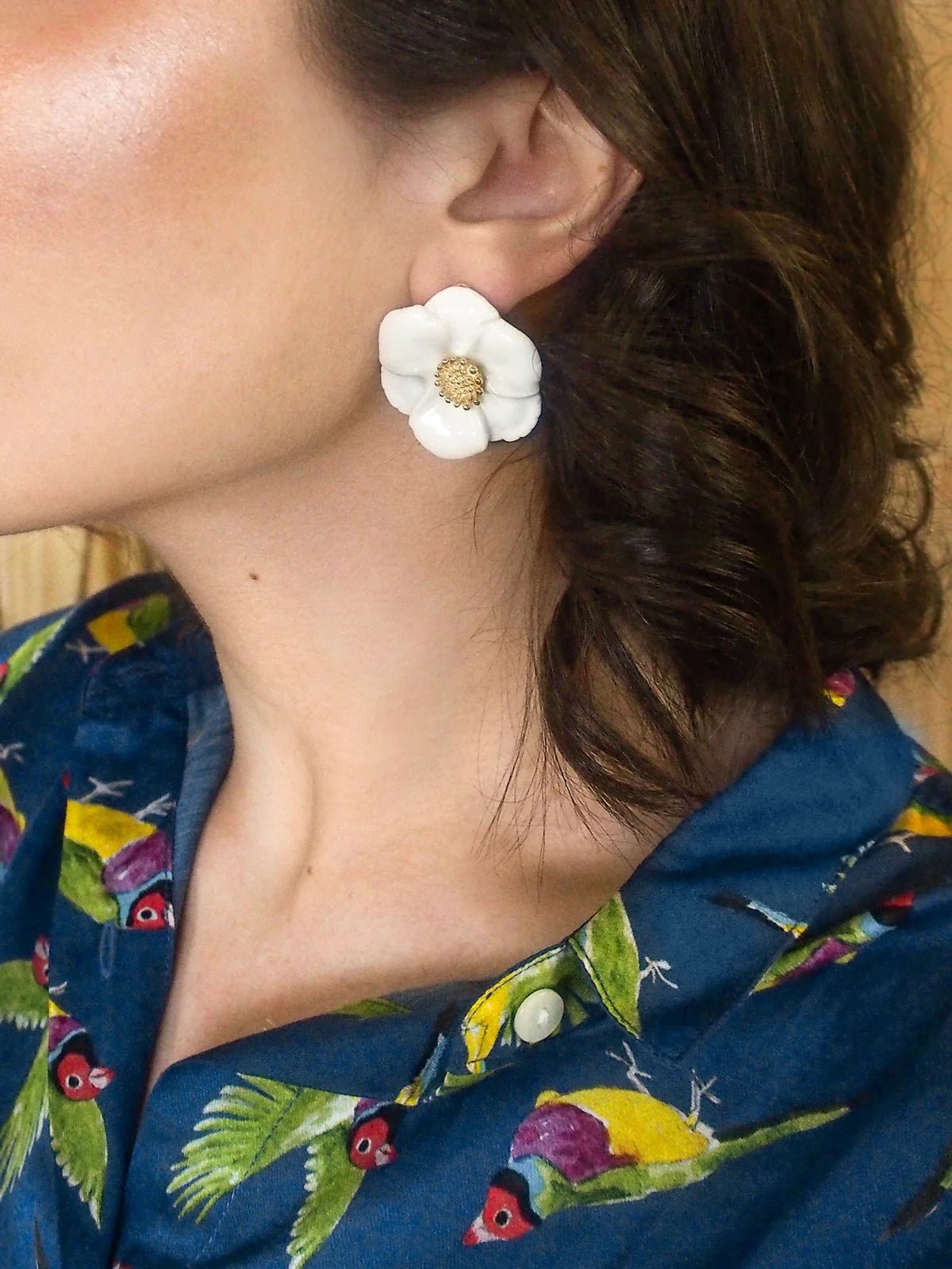 Puces d'oreilles fleur blanche - Nach - Les Lunettes de Pauline