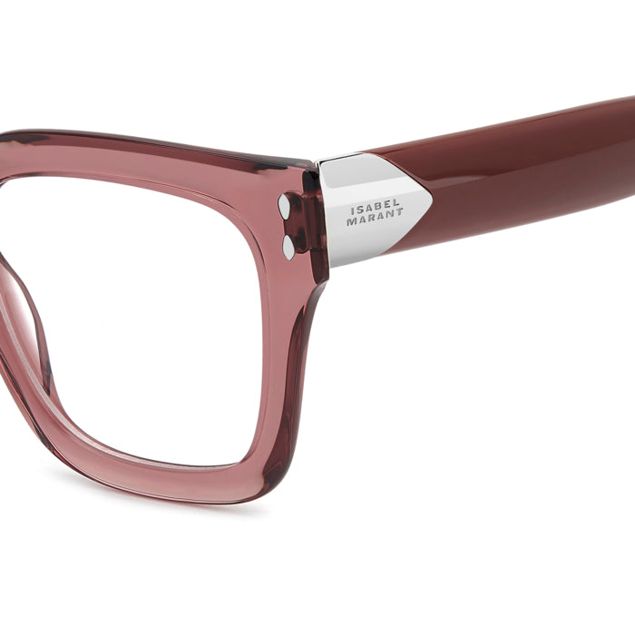 Isabel Marant IM 0228 Vieux Rose Translucide TJV en détail des branches - Les Lunettes de Pauline