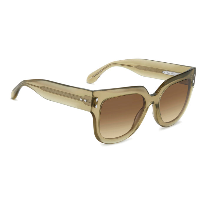 Isabel Marant IM 0225/S Vert Olive Translucide 3Y5 de trois-quarts opposée - Les Lunettes de Pauline