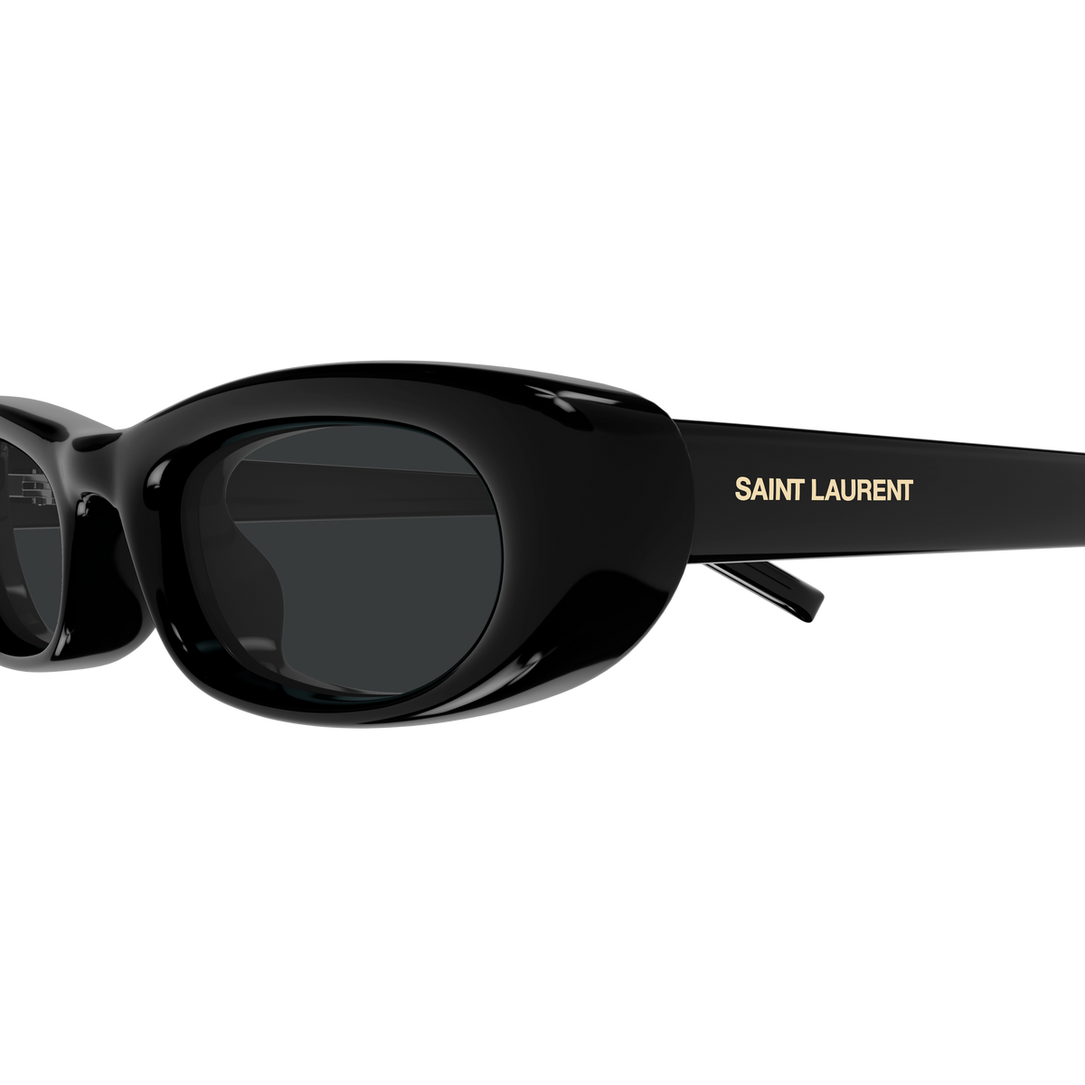 Saint Laurent SL Logo SL 557 Shade Plump Noir 001 en détail des branches - Les Lunettes de Pauline