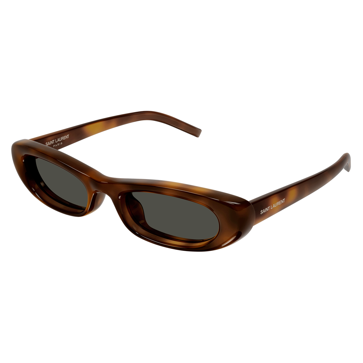 Saint Laurent SL Logo SL 557 Shade Plump Écaille Havane 002 de trois-quarts - Les Lunettes de Pauline