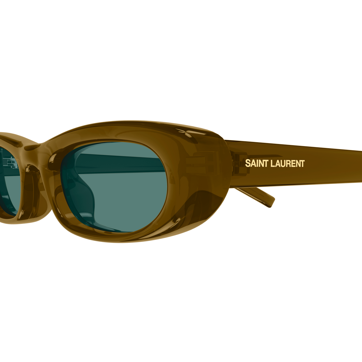 Saint Laurent SL Logo SL 557 Shade Plump Kaki 003 en détail des branches - Les Lunettes de Pauline