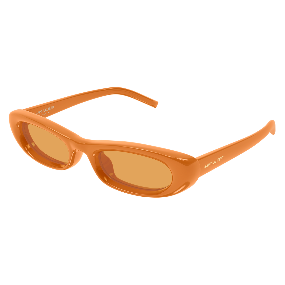 Saint Laurent SL Logo SL 557 Shade Plump Orange 005 de trois-quarts - Les Lunettes de Pauline