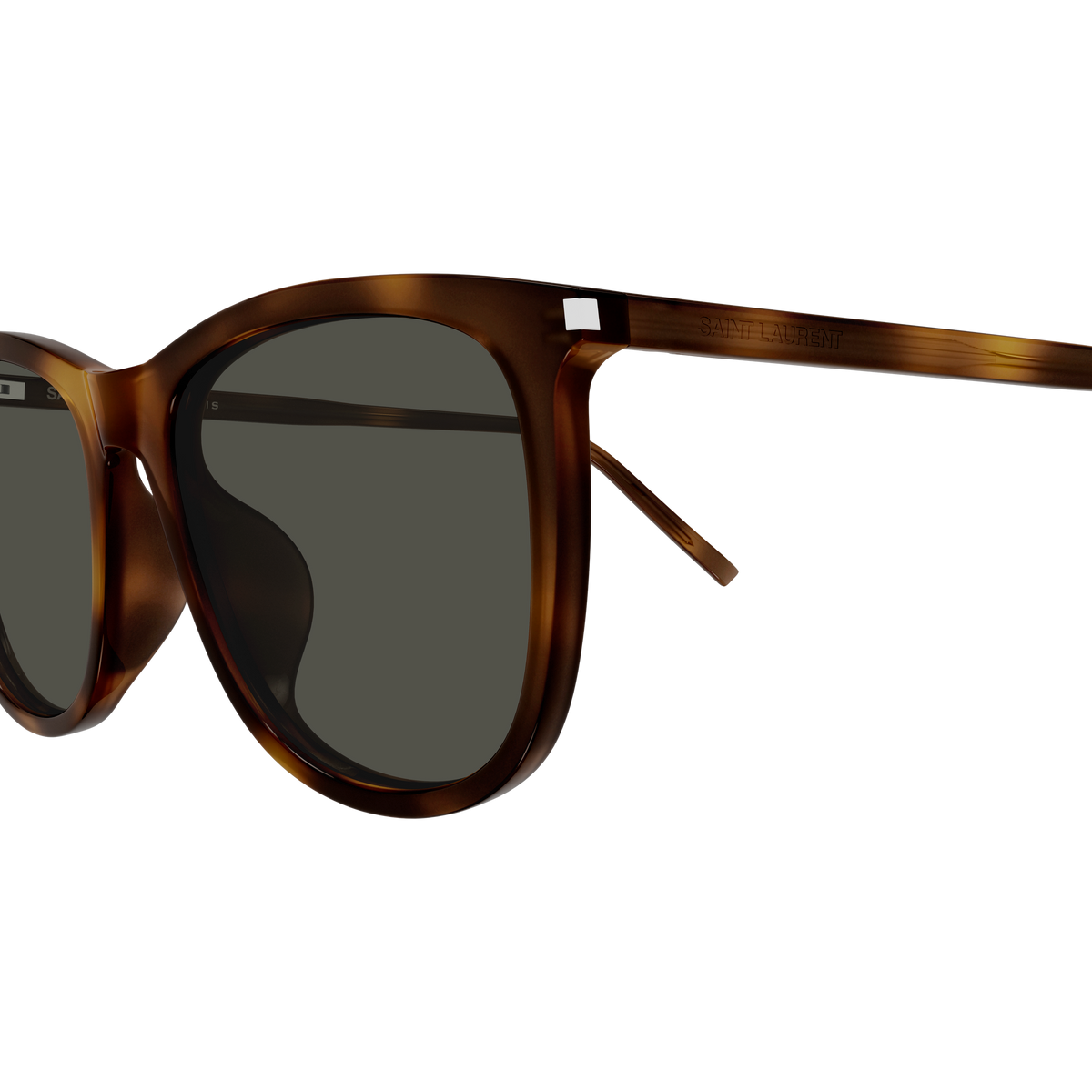 Saint Laurent Corner Angle SL 940/K Écaille Havane 002 en détail des branches - Les Lunettes de Pauline